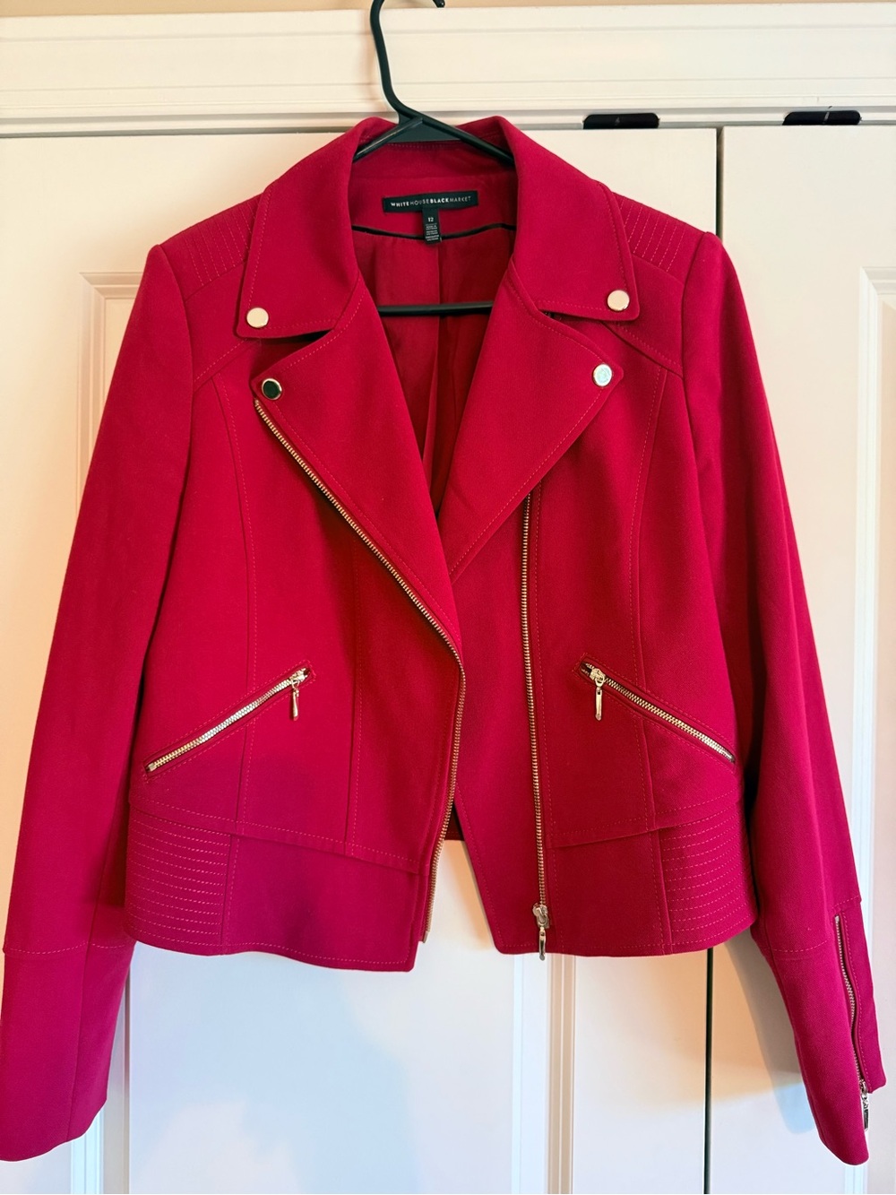 White House/Black Market Women's Cranberry Red Moto Jacket